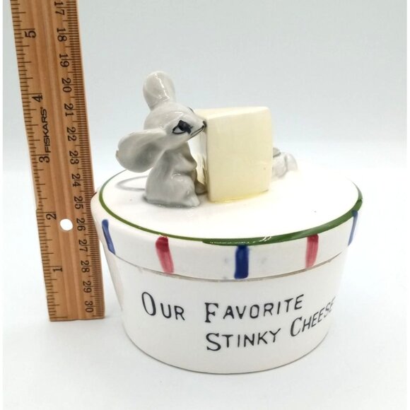 Vintage Kitsch Mouse Cheese Jar Viking Handmade Japan Funny Midcentury Decor - Picture 2 of 16